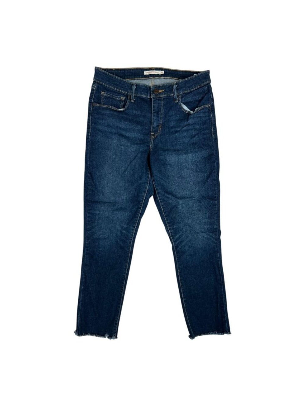 Levi's Jeans Womens 12 Blue Classic Mid Rise Skinny Ankle Raw Hem Stretch Denim